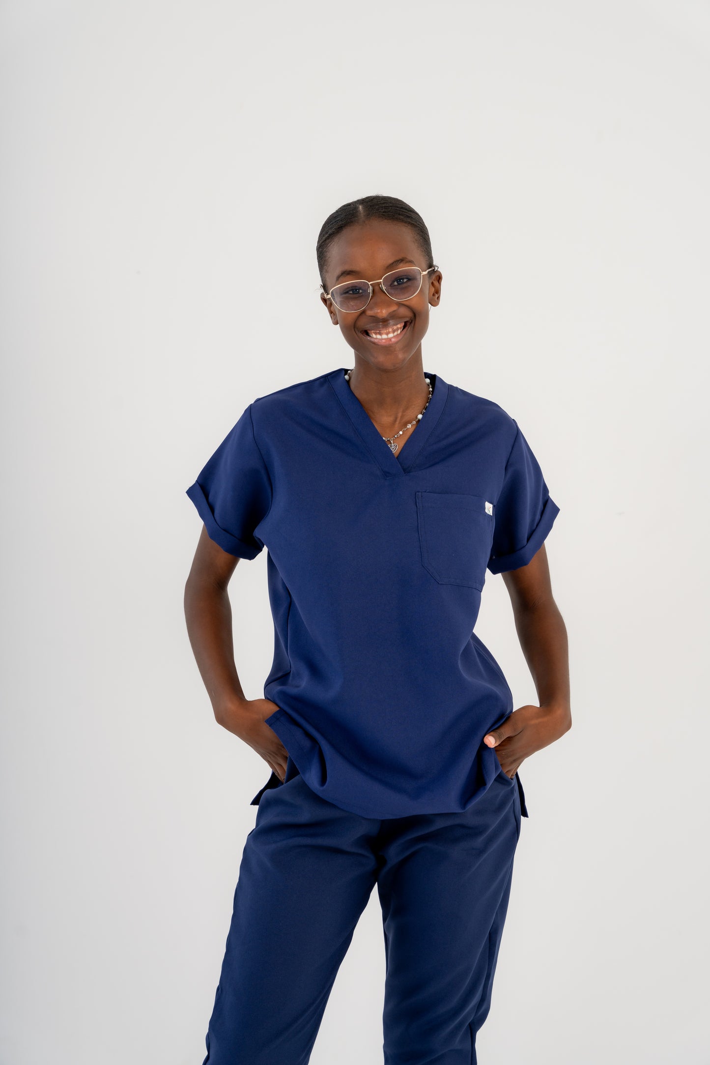 Navy Blue Unisex Scrubs Top