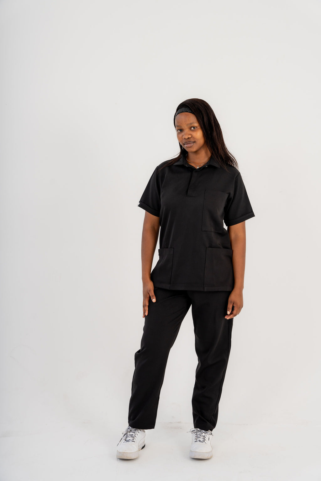 Button-Up Polo Scrub Top