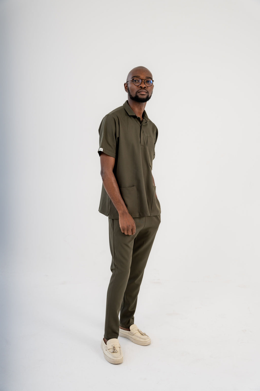 Button-Up Polo Scrub Top