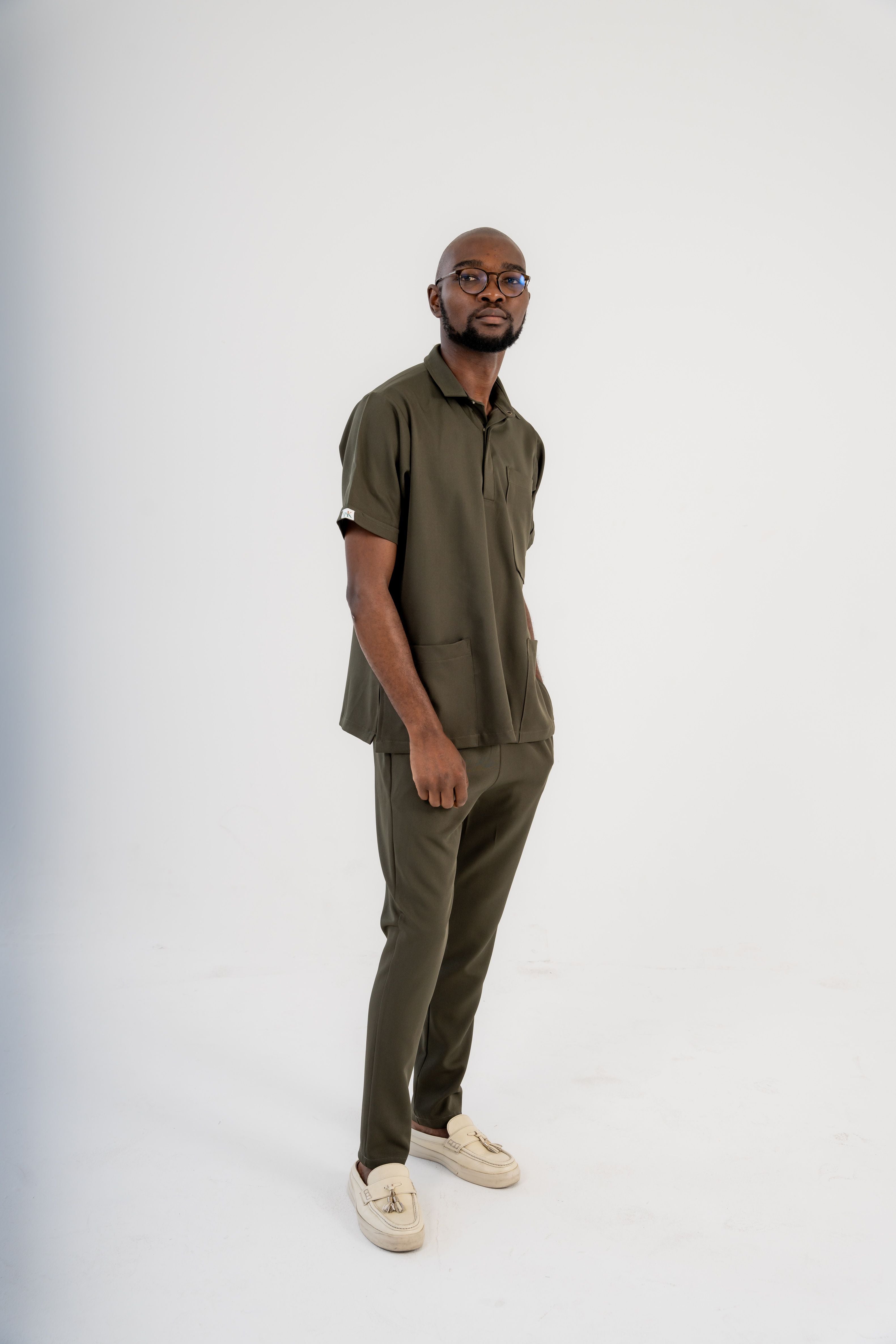 Button-Up Polo Scrub Top