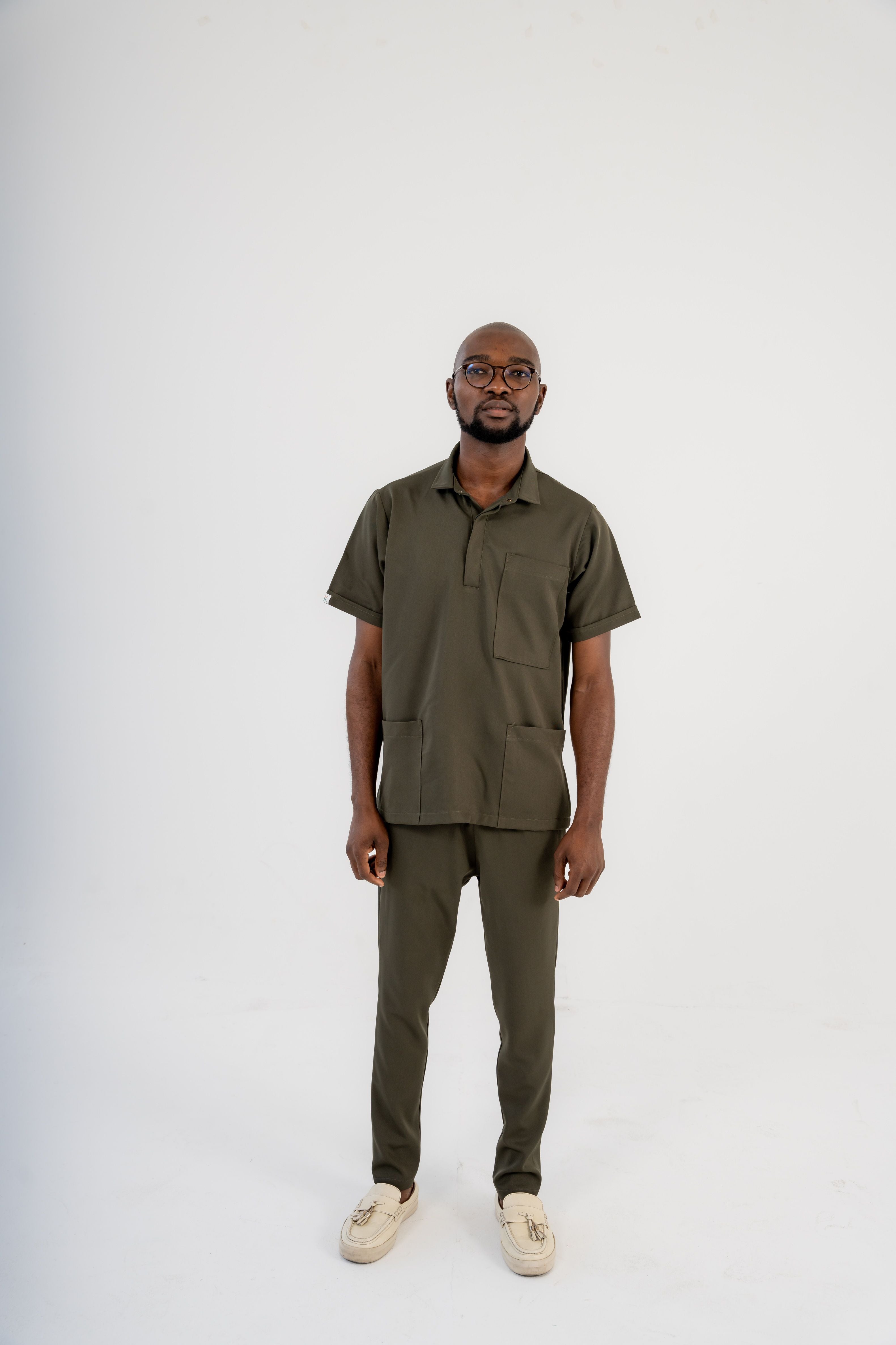 Button-Up Polo Scrub Top