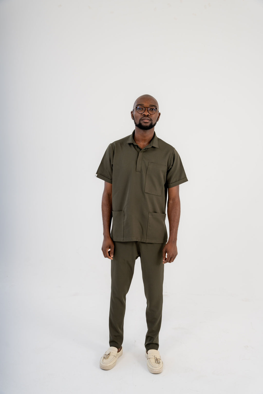 Button-Up Polo Scrub Top