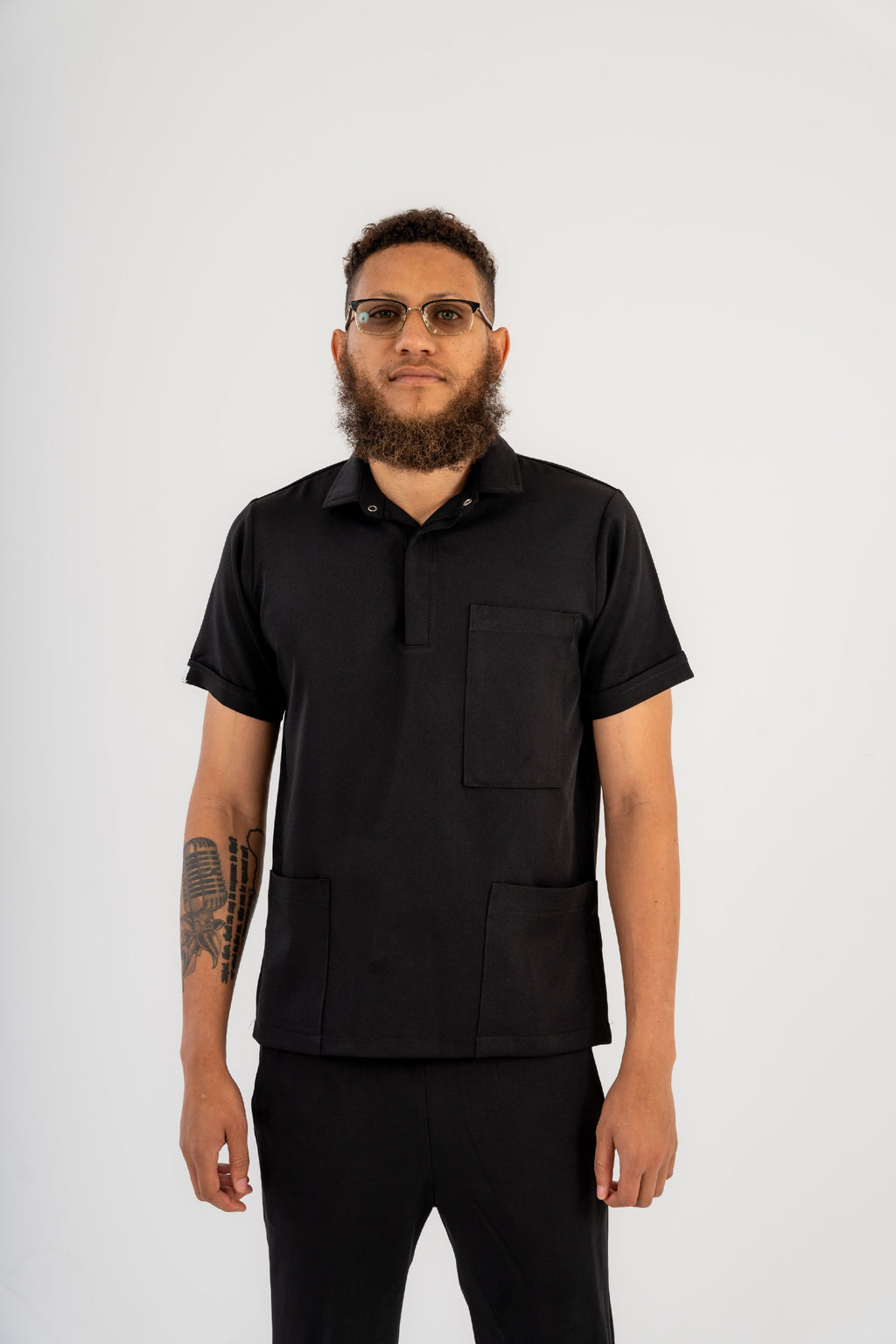 Button-Up Polo Scrub Top