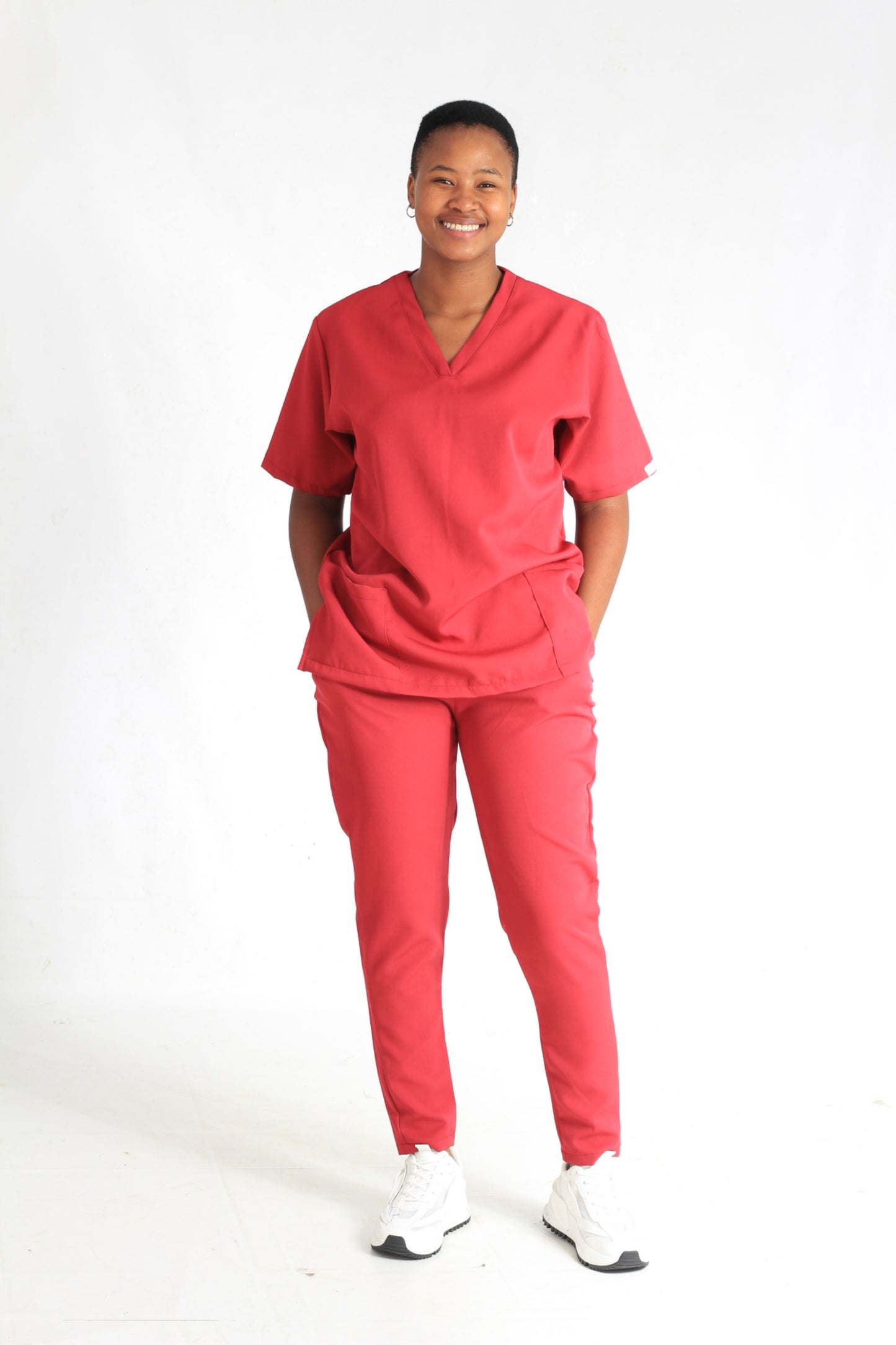 red scrubs set