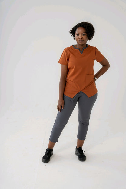 TeamTone: Personalized Color Block Scrub Top with Stunning Neck Design for Unified and Stylish Teams