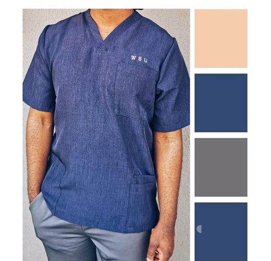 Dali™Navy blue mens  snow look scrub top