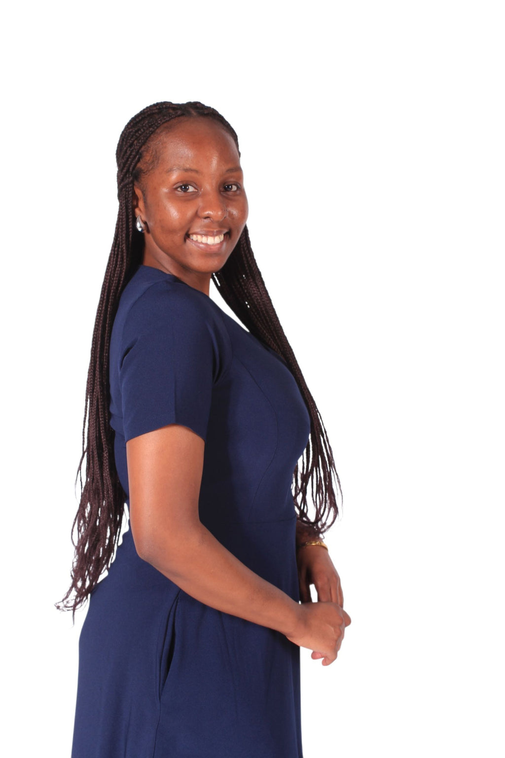 MIDI FIT & FLARE DRESS☆NAVY