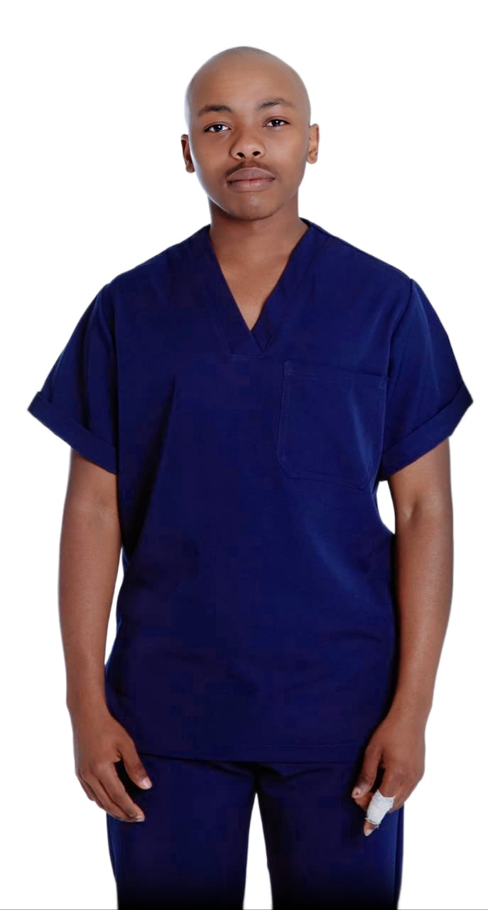 Navy Blue Unisex Scrubs Top